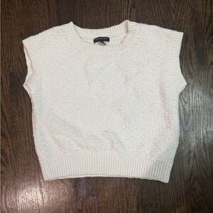 Banana Republic White Knit Sleeveless Crop Sweater